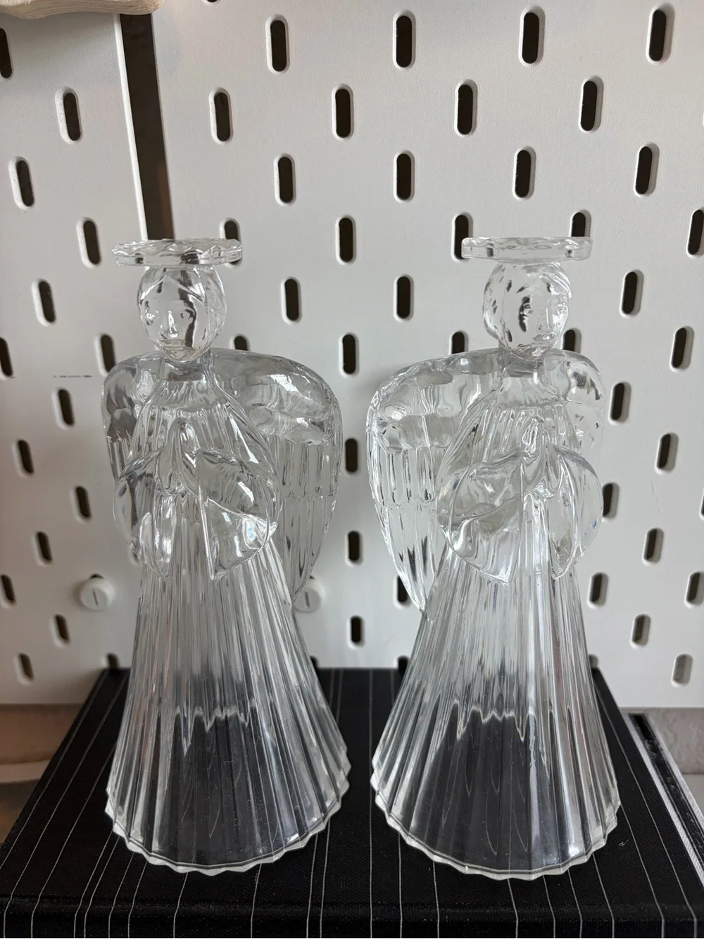 Lead Crystal Clear Angel Candle Holders - Pair
